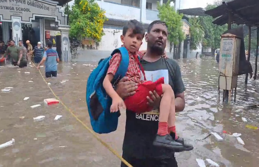 Surat: Heavy rainfall leaves 800 students stranded in school, rescued by fire brigade