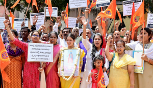 Adulteration in Prasad: Hindu Rashtra Jagriti Andolan protest at Freedom Park 