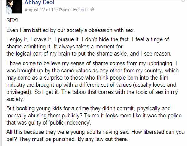 Abhay Deol facebook post_facebook/Abhay Deol