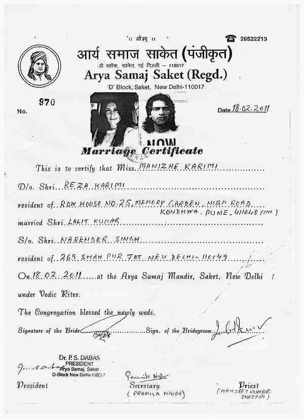 Mandana-Karimi-marriage-certificate/ fashionscandal.com