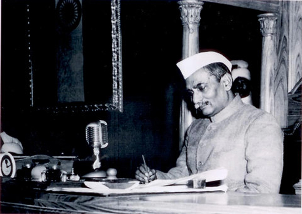 Rajendra-prasad-writing . File photo