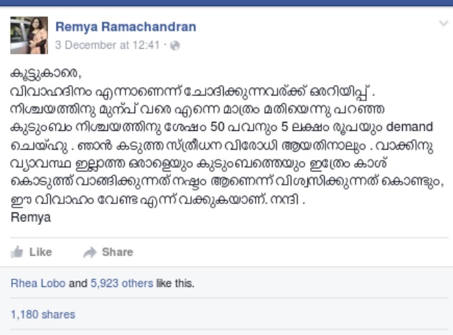 Fb post - Remya