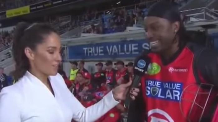 Chris Gayle. Photo: Network 10 screengrab