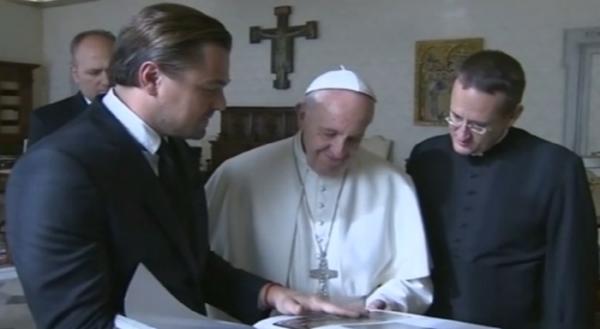 Leonardo and Pope/ Screen grab/ reuters