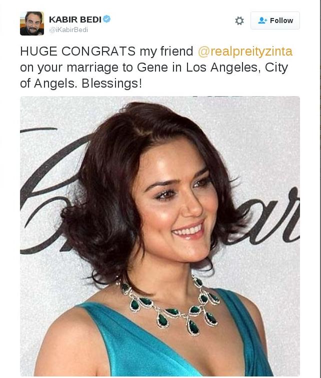 Kabir Bedi wishes on Preity marriage.jpg