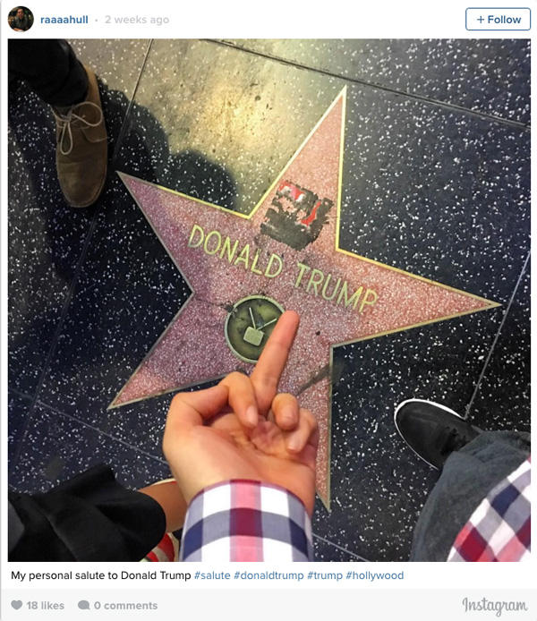 Donald Trump Hollywood star social media story 1