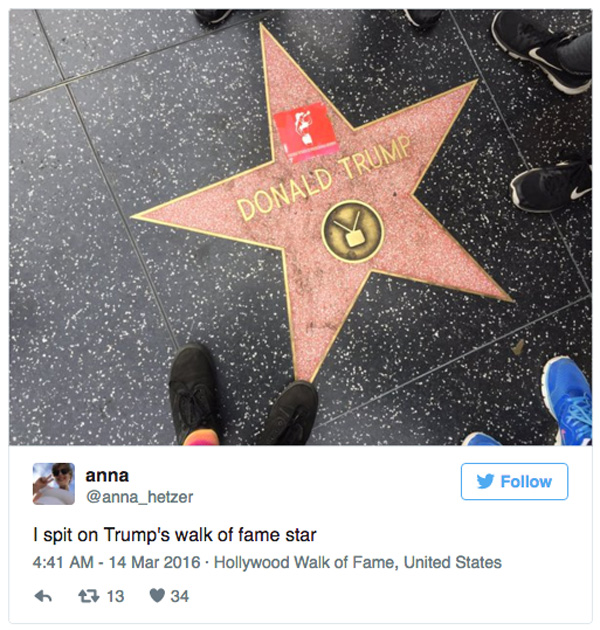 Donald Trump Hollywood star social media story 3