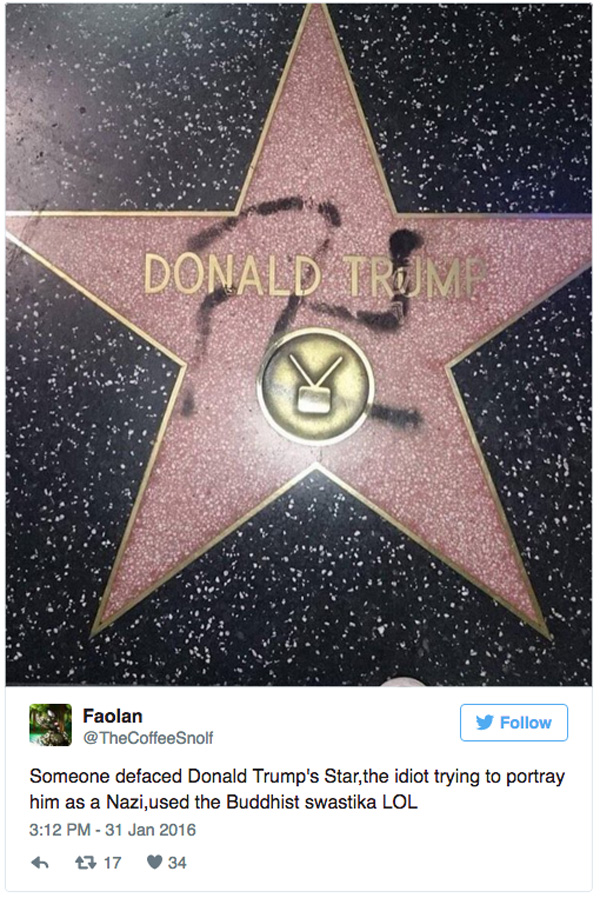 Donald Trump Hollywood star social media story 4