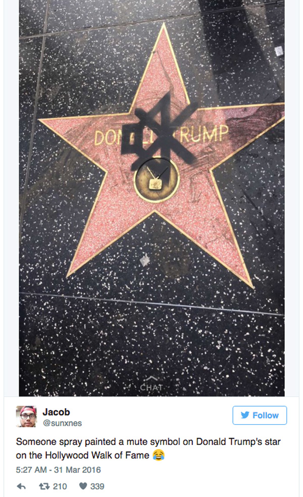 Donald Trump Hollywood star social media story 6