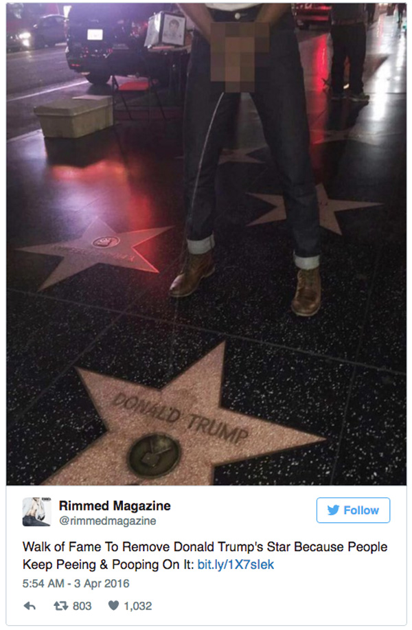 Donald Trump Hollywood star social media story 8