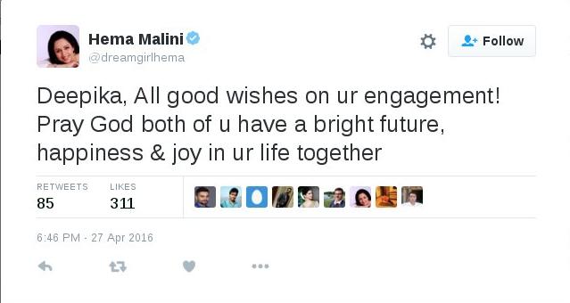 Hema tweet of deepika