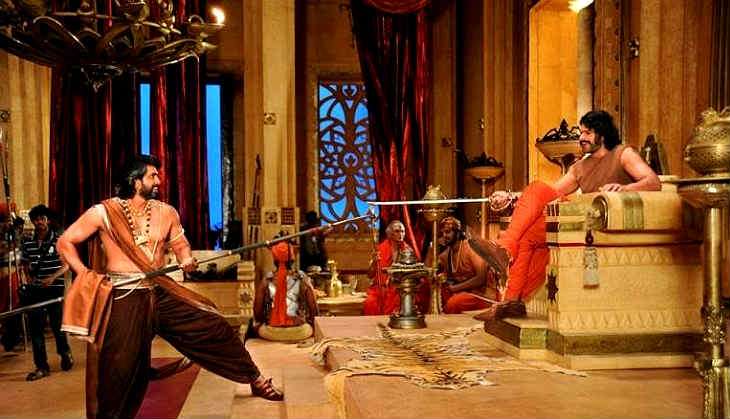 Rana daggubati and Prabhas while shooting for Baahubali 2