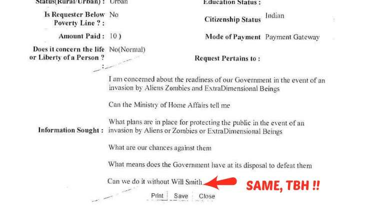 Mumbai man files RTI to check if govt's prepared for zombies and aliens, because what if? 