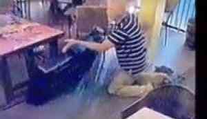 He tried to steal TV from pizza restaurant. Watch what happened next: