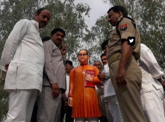 BR Ambedkar's new statue in 'saffron' coloured sherwani triggers howls of protest; Dalits want it blue