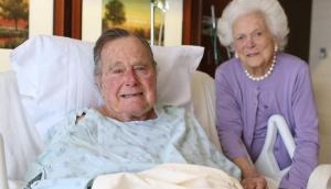 Former US President George H.W. Bush hospitalised with blood infection, a day after wife Barbara's funeral