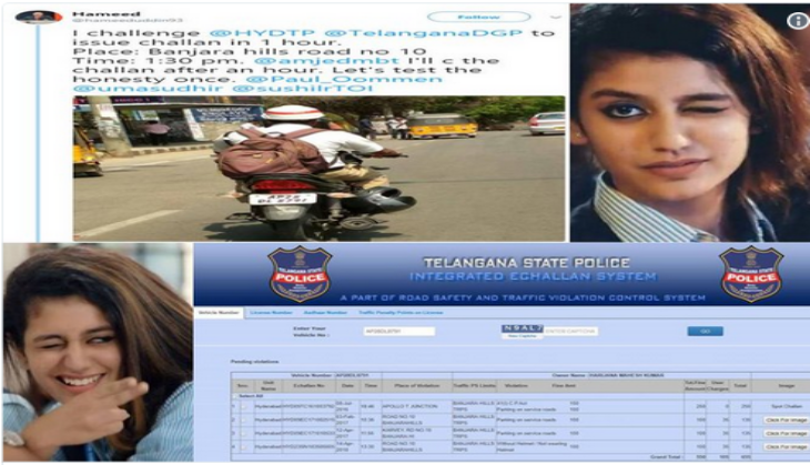 Hyderabad's Traffic Police shoot Biker who ditches helmet in the wink queen 'Priya Prakash Varrier' style; wins hearts on Social media