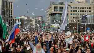 Thousands of paper plane flew in Moscow as protesters urge Russia to unblock Telegram app