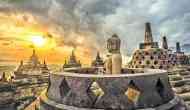 Volcanic ash from Mount Merapi covers 9th-century Buddhist temple in Indonesia