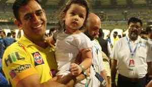CSK skipper MS Dhoni's daughter Ziva along with her buddies wanted to meet thier Daddies, see video 