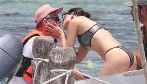 Josh Duhamel kisses bikini-clad Eiza Gonzalez on a boat in Mexico