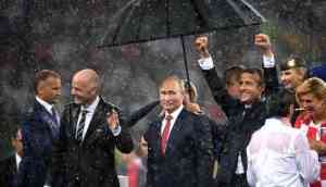 FIFA World Cup 2018: Russian president Vladimir Putin's umbrella gets limelight during award ceremony