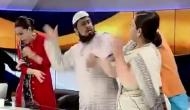 Video: Maulana Mufti Ejaz Arshad Kasami scratched and slaps Farah Faiz during the live debate on TV