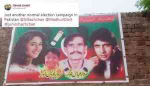 Pakistan Elections 2018: See how Twitterati reacted to Pakistan politician’s poster features Big B, Madhuri Dixit 
