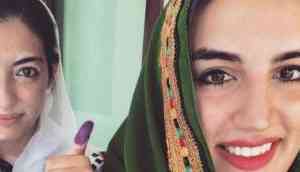 Pakistan Elections 2018: Benazir Bhutto's daughters, Bakhtawar Bhutto Zardari and Aseefa Bhutto Zardari cast their votes in Sindh's Nawabshah