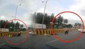 OMG! Miraculous escape for toddler after horrific bike accident on Bengaluru road; video will give you goosebumps