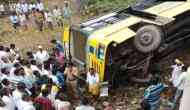 Andhra Pradesh: 15 students injured, 2 critical after a school bus carrying 50 falls into culvert in Guntur district