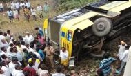 Andhra Pradesh: 15 students injured, 2 critical after a school bus carrying 50 falls into culvert in Guntur district