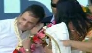 Watch: Rahul Gandhi gets a special gift on Valentine’s Day, woman ‘kisses’ him on stage during Gujarat rally; video goes viral