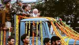 Pulwama Attack: BJP MP Sakshi Maharaj trolled for laughing, waiving at crowd during funeral of CRPF soldier