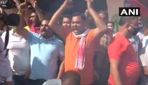 BJYM protests over Wasim Bari's killing in Jammu