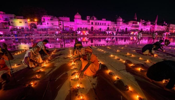 Ayodhya lights up with earthen lamps ahead of Ram Temple's foundation ...