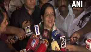 Uma Thomas speaking to media persons on Tuesday