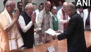NDA's VP candidate CP Radhakrishnan files nomination papers in presence of PM Modi