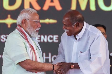 PM Modi congratulates N Rangasamy on assuming charge as Puducherry Chief Minister